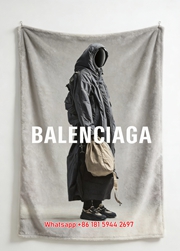 Balenciaga Oversized Coat Figure Print Flannel Throw Blanket BA243